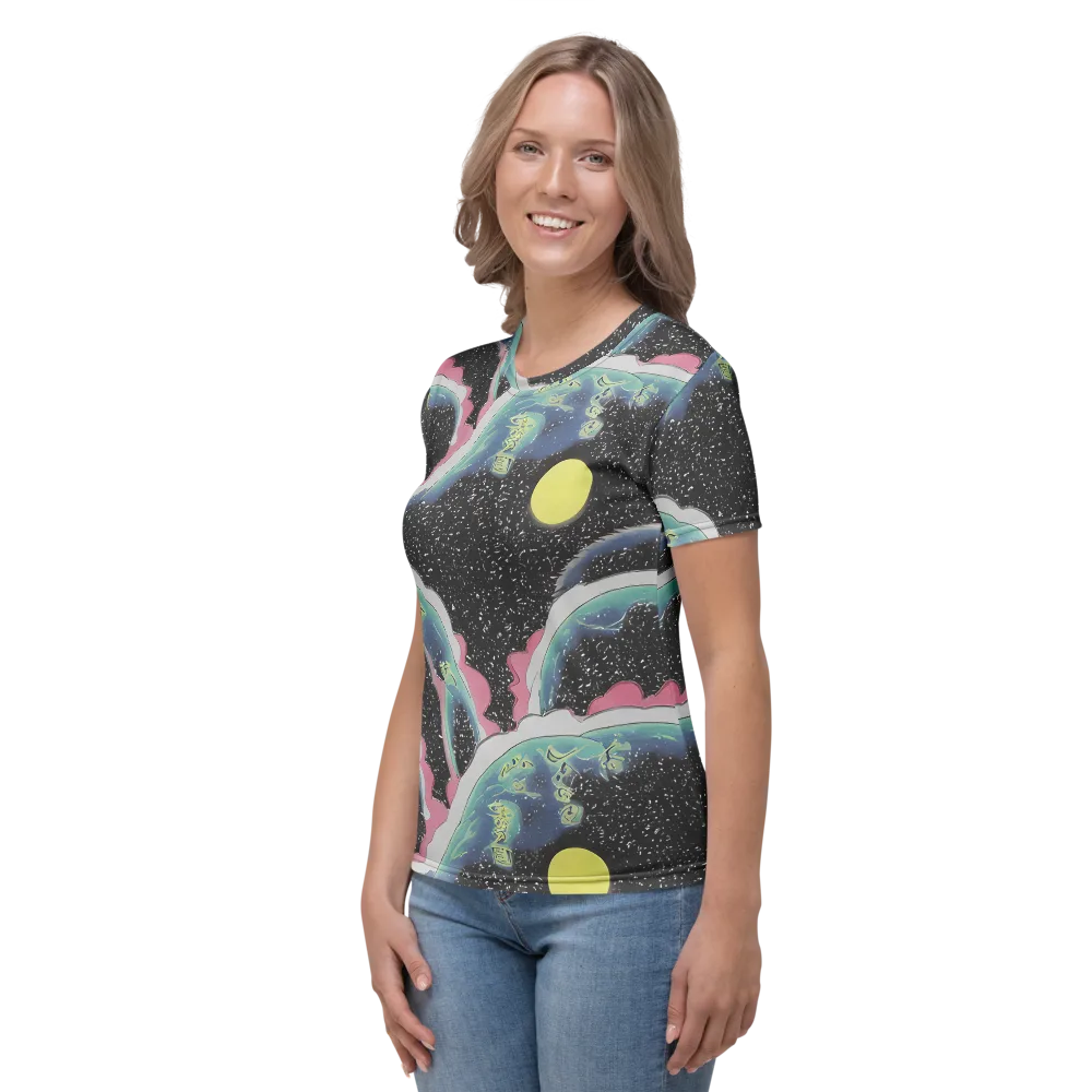 Lunar Waves on Women's Crew Neck T-Shirt — Left