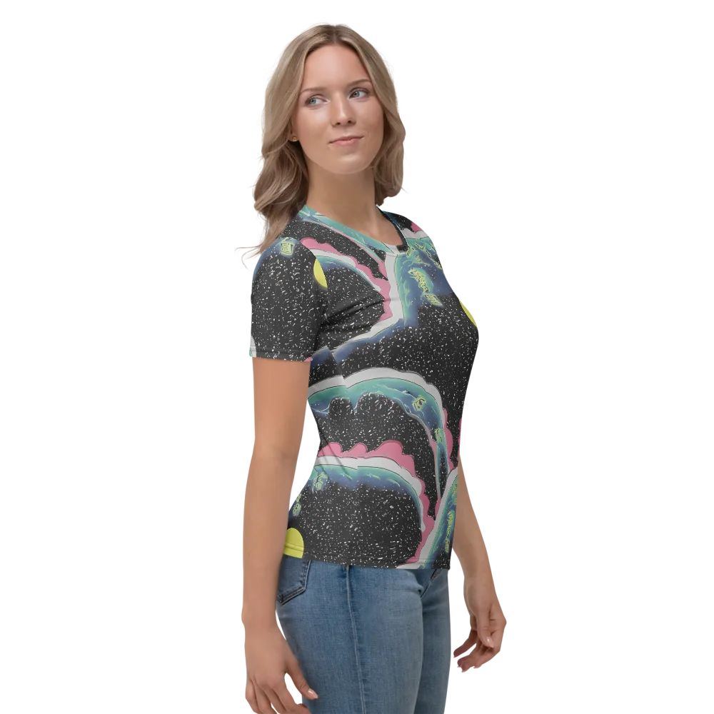 Lunar Waves on Women's Crew Neck T-Shirt — Right