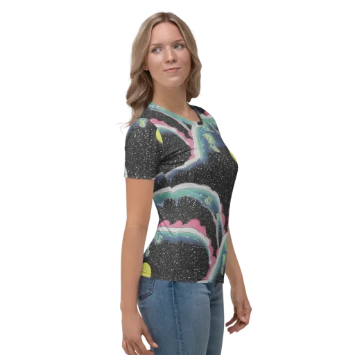 Lunar Waves on a Women's Crew Neck T-Shirt