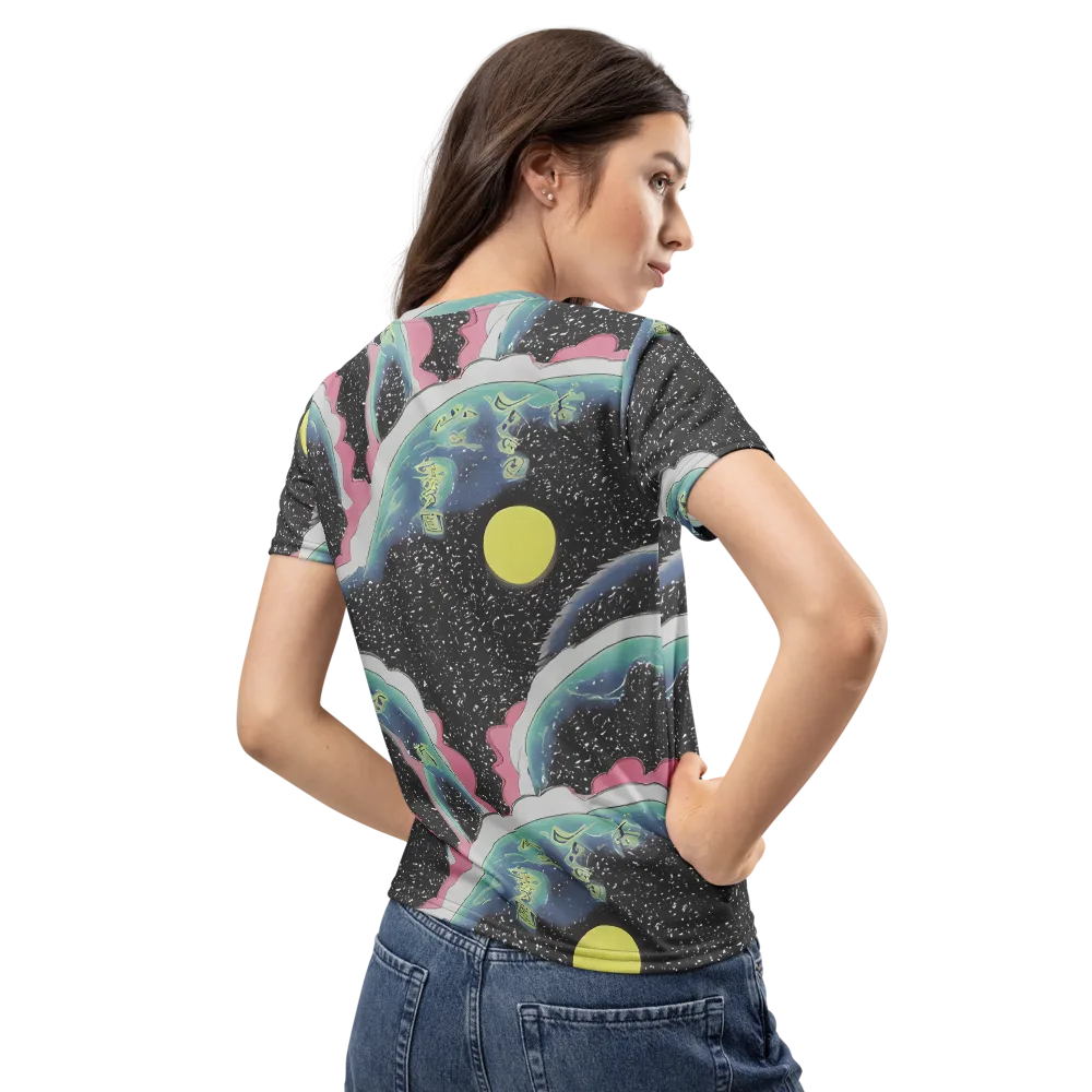 Lunar Waves on Women's Crew Neck T-Shirt — Back