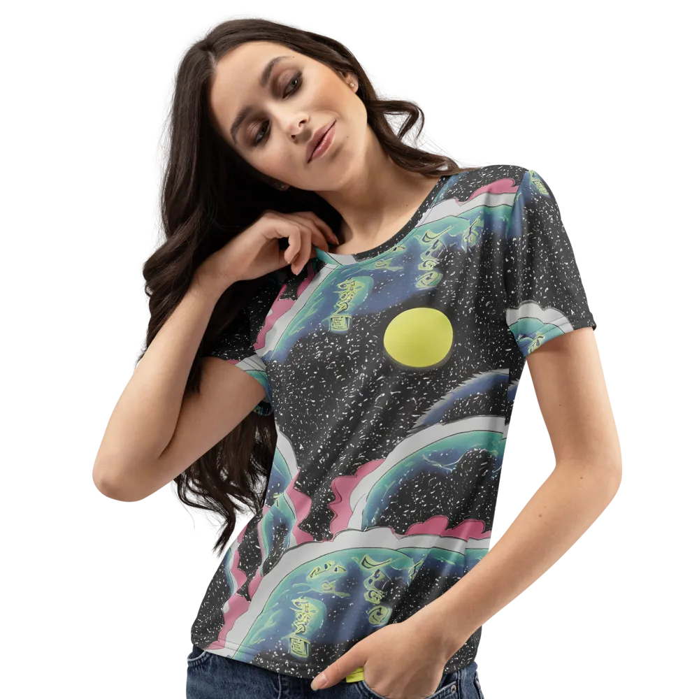 Lunar Waves on Women's Crew Neck T-Shirt — Left Front