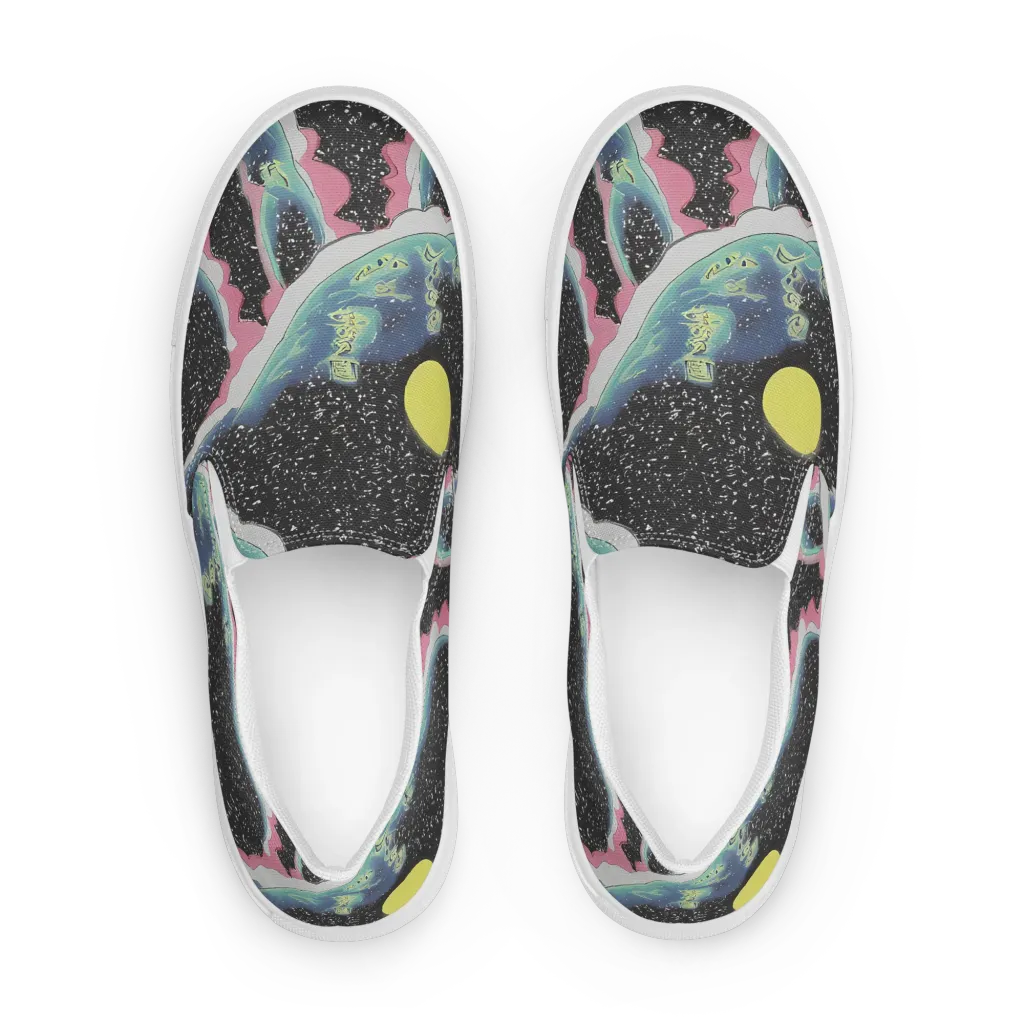 Lunar Waves on Men's Slip-On Canvas Shoes — Front