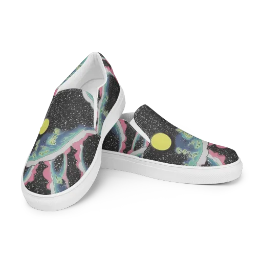 Lunar Waves on a Men's Slip-On Canvas Shoes