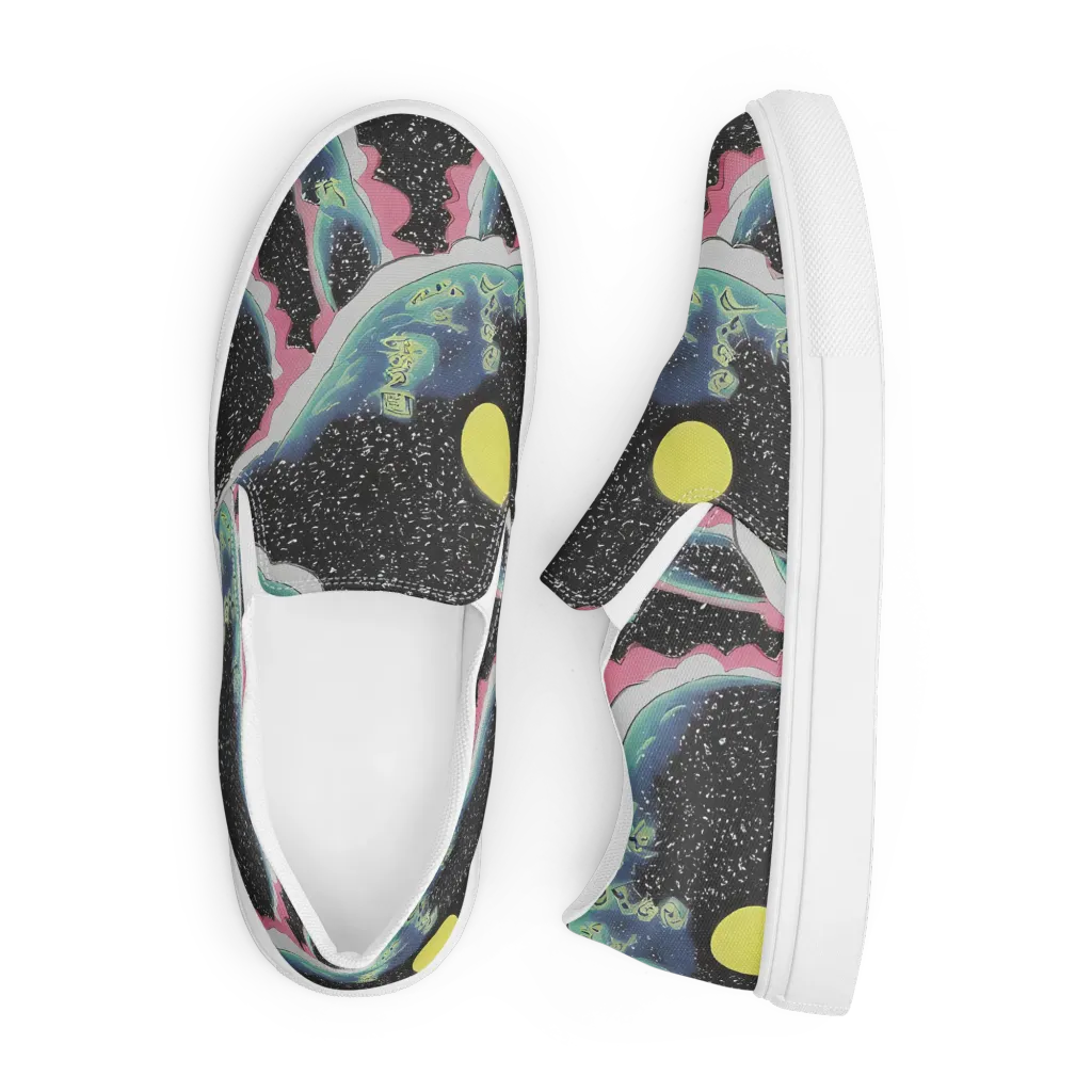 Lunar Waves on Men's Slip-On Canvas Shoes — Front