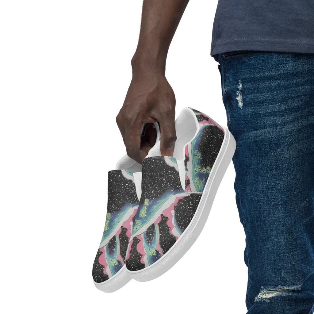 Lunar Waves on Men's Slip-On Canvas Shoes — Left Front