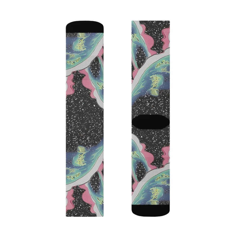 Lunar Waves on Socks — Left Sock