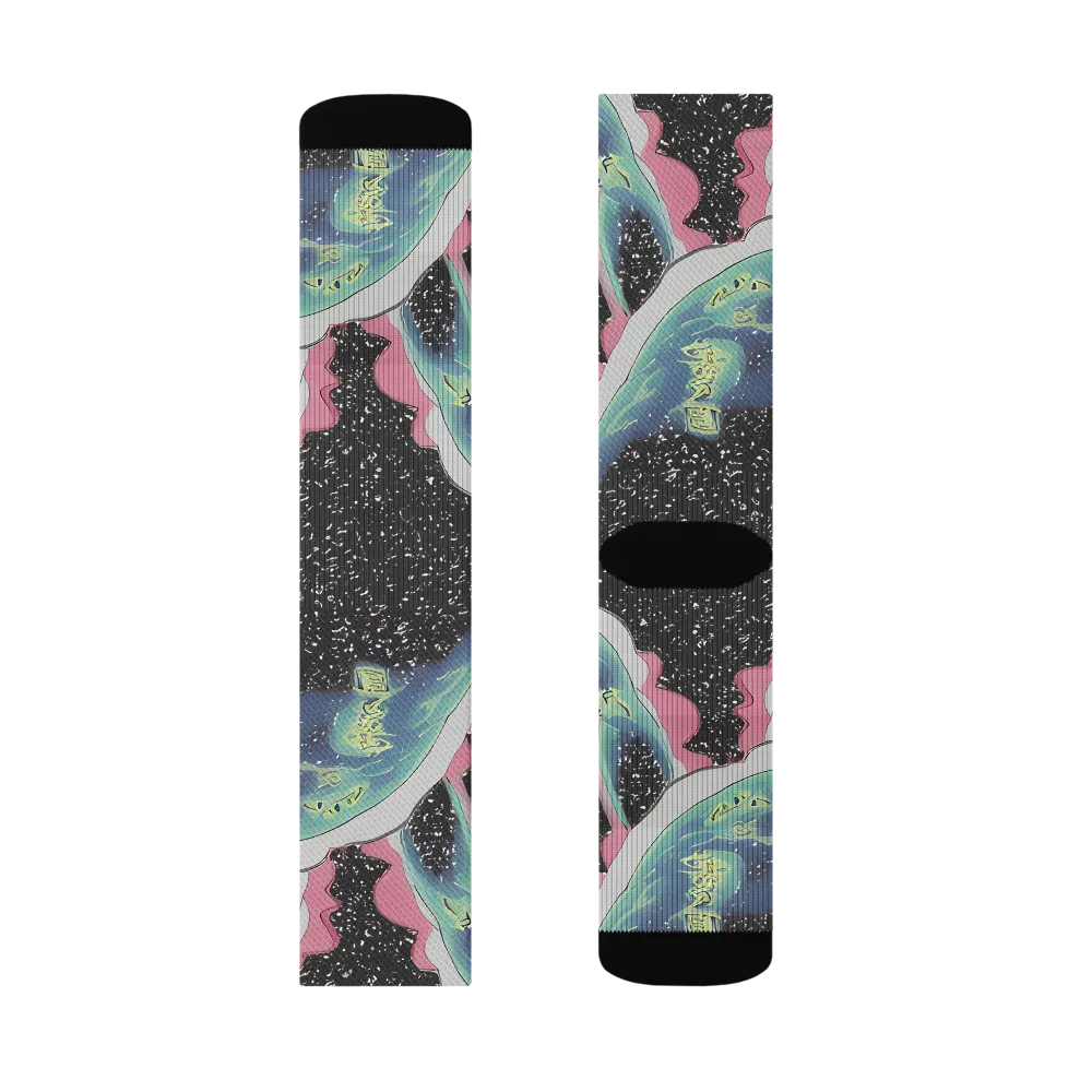 Lunar Waves on Socks — Right Sock