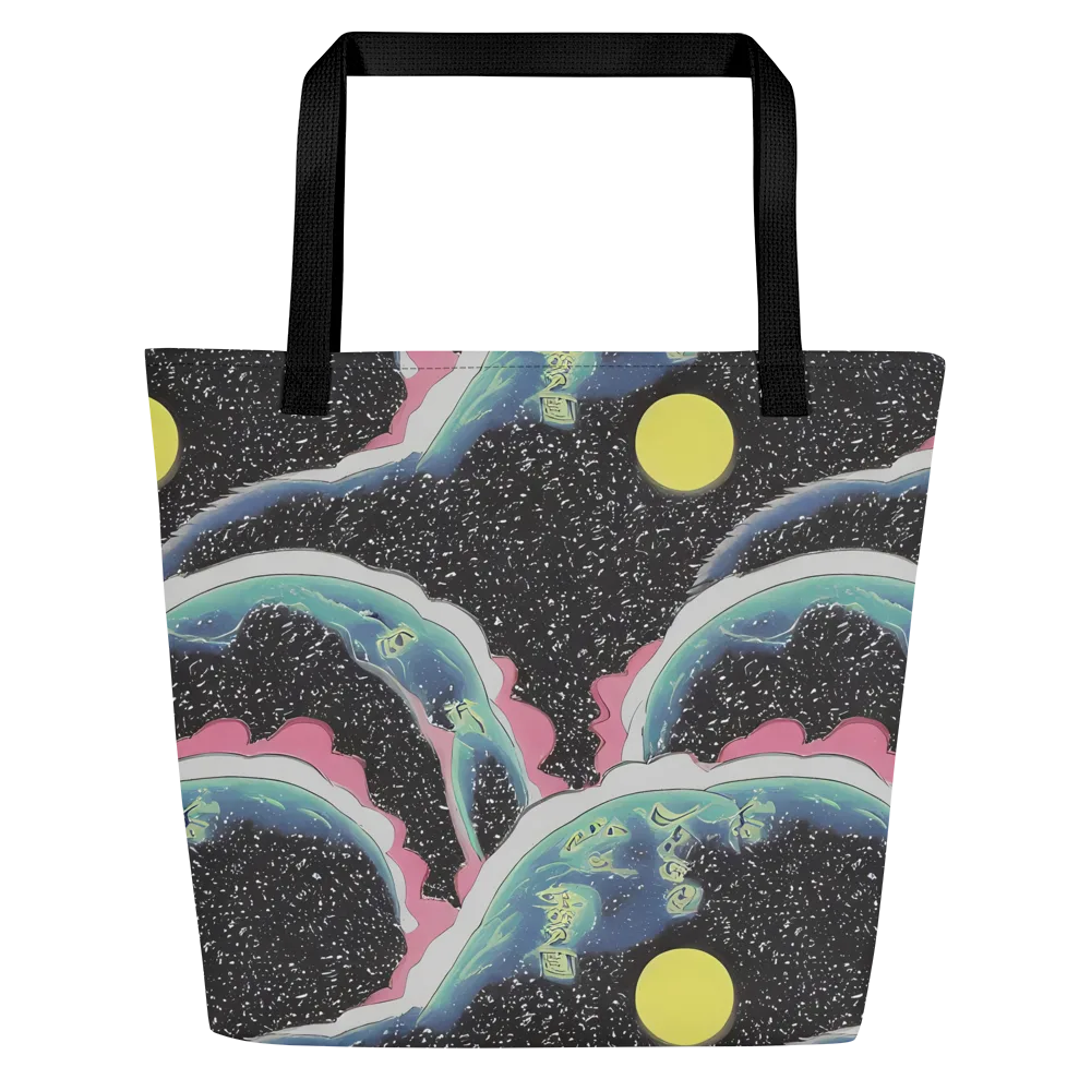 Lunar Waves on Large Tote Bag W/ Pocket — Front