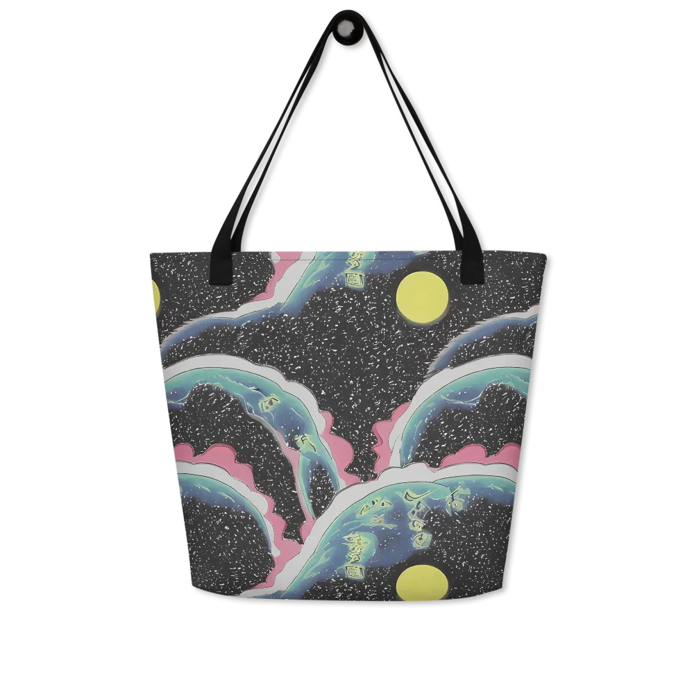 Lunar Waves on Large Tote Bag W/ Pocket — Front