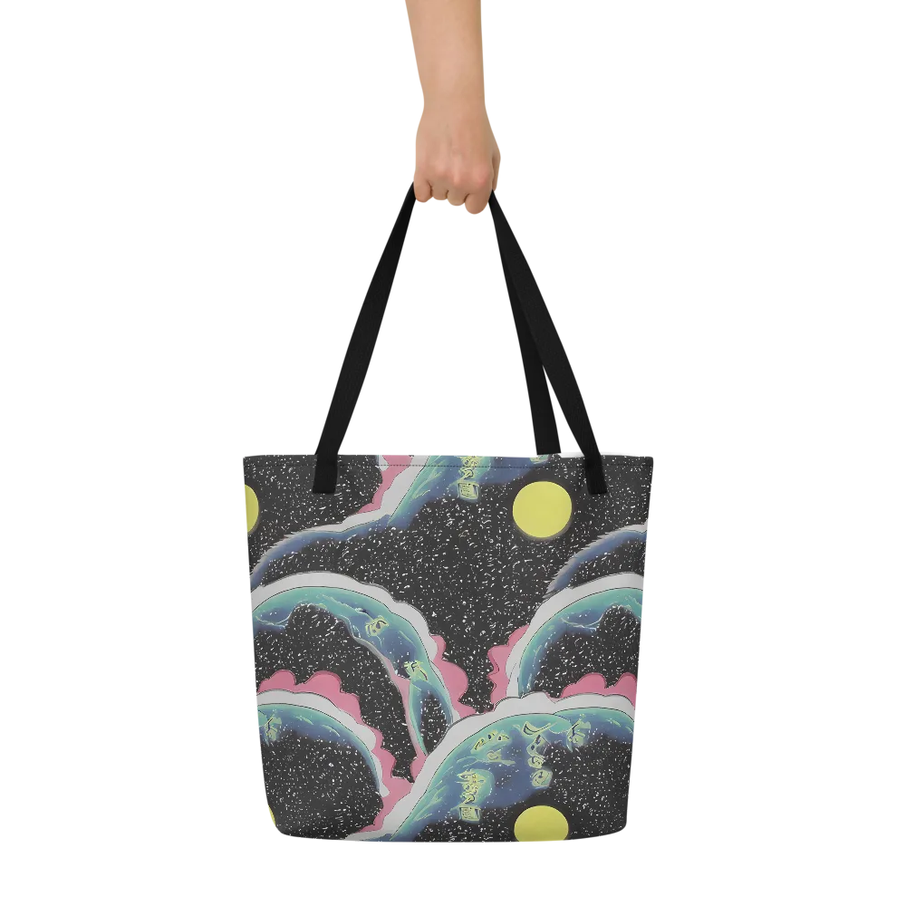 Lunar Waves on Large Tote Bag W/ Pocket — Front