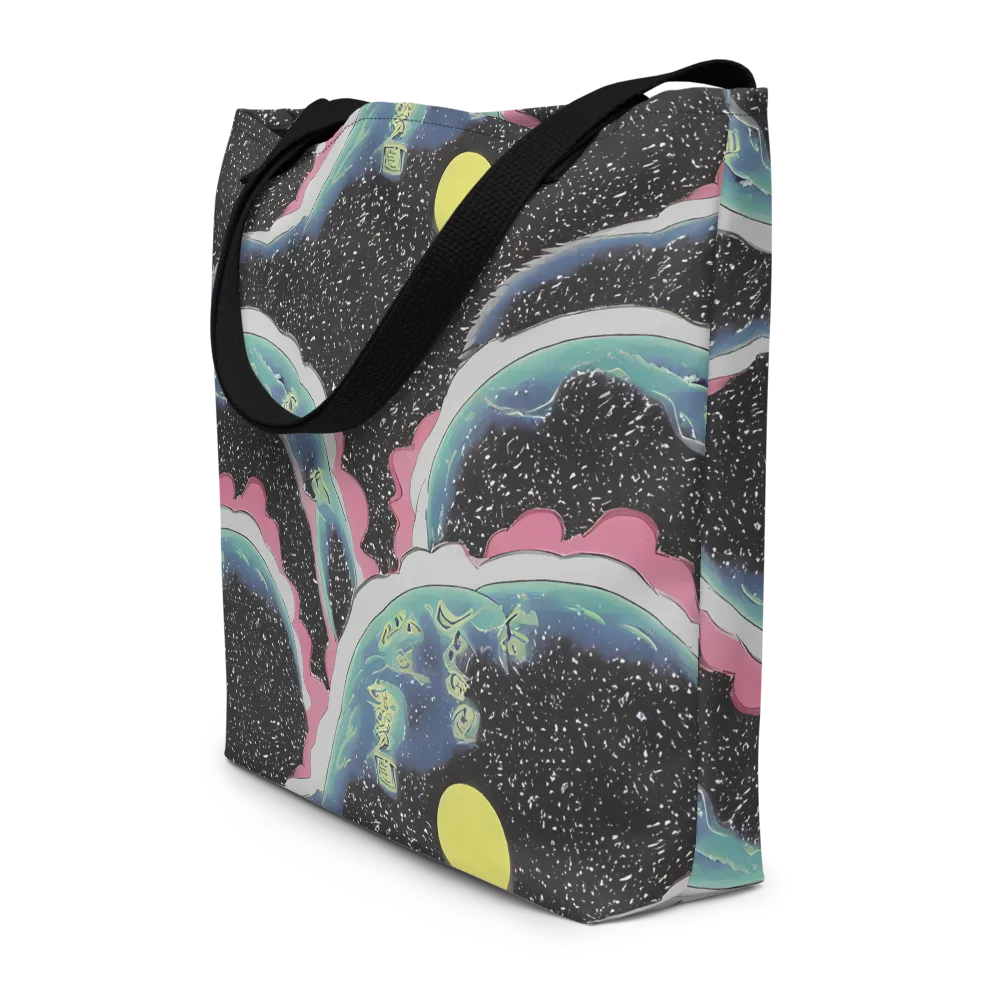 Lunar Waves on Large Tote Bag W/ Pocket — Front