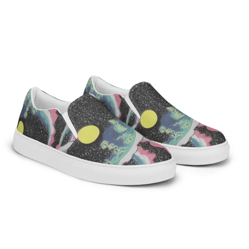 Lunar Waves on a Women's Slip-On Canvas Shoes