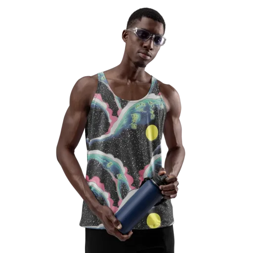 Lunar Waves on a Men's Tank Top