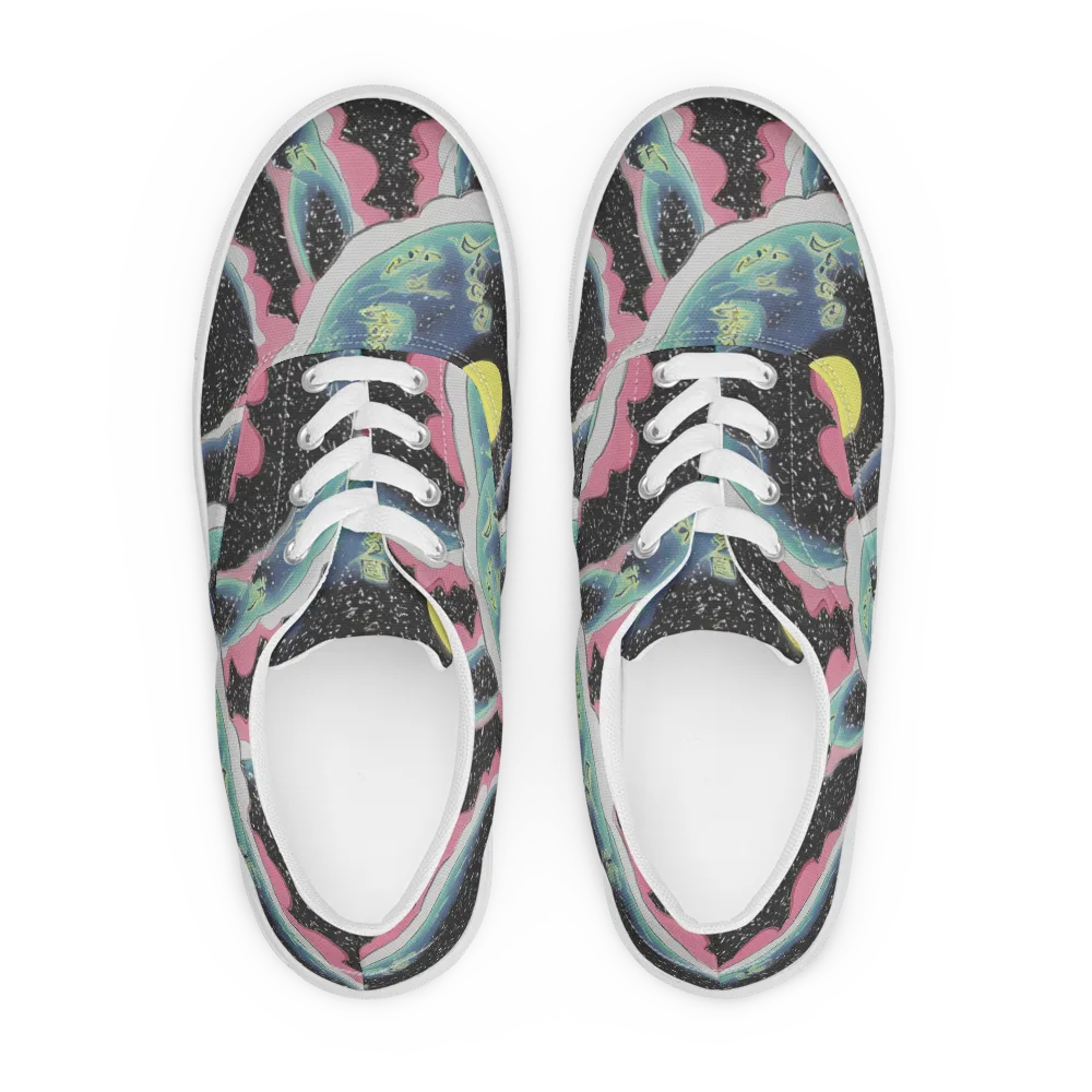 Lunar Waves on Men's Lace-Up Canvas Shoes — Front