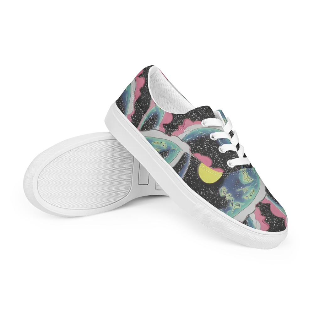 Lunar Waves on Men's Lace-Up Canvas Shoes — Right Front