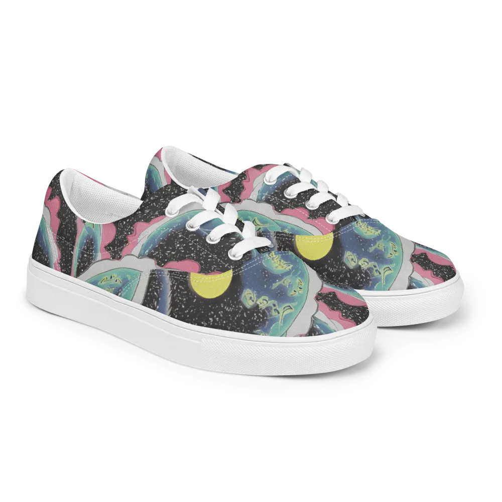 Lunar Waves on Men's Lace-Up Canvas Shoes — Right Front