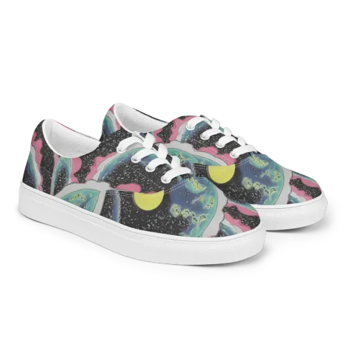 Lunar Waves on a Men's Lace-Up Canvas Shoes