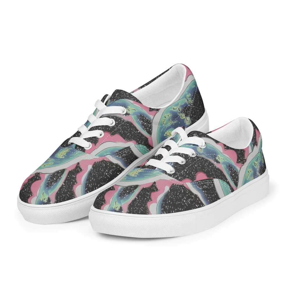 Lunar Waves on Men's Lace-Up Canvas Shoes — Left Front