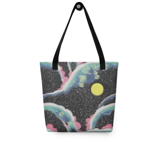 Lunar Waves on a Tote Bag