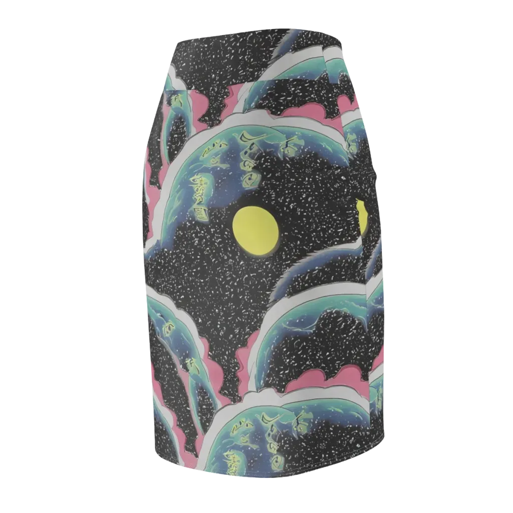 Lunar Waves on Pencil Skirt — Back Side