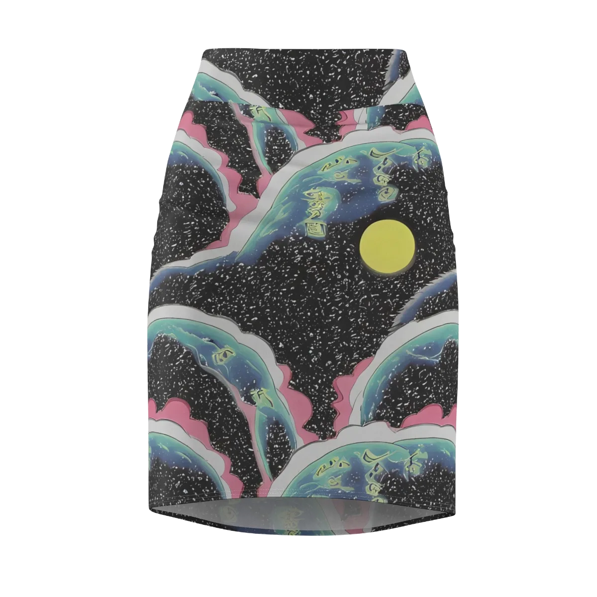 Lunar Waves on Pencil Skirt — Front