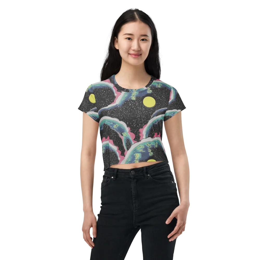Lunar Waves on Crop Tee — Front