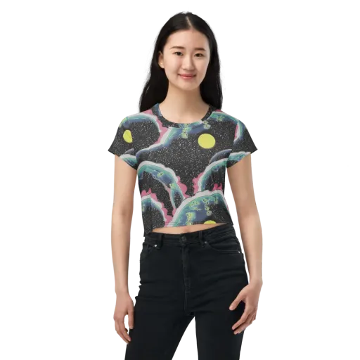 Lunar Waves on a Crop Tee