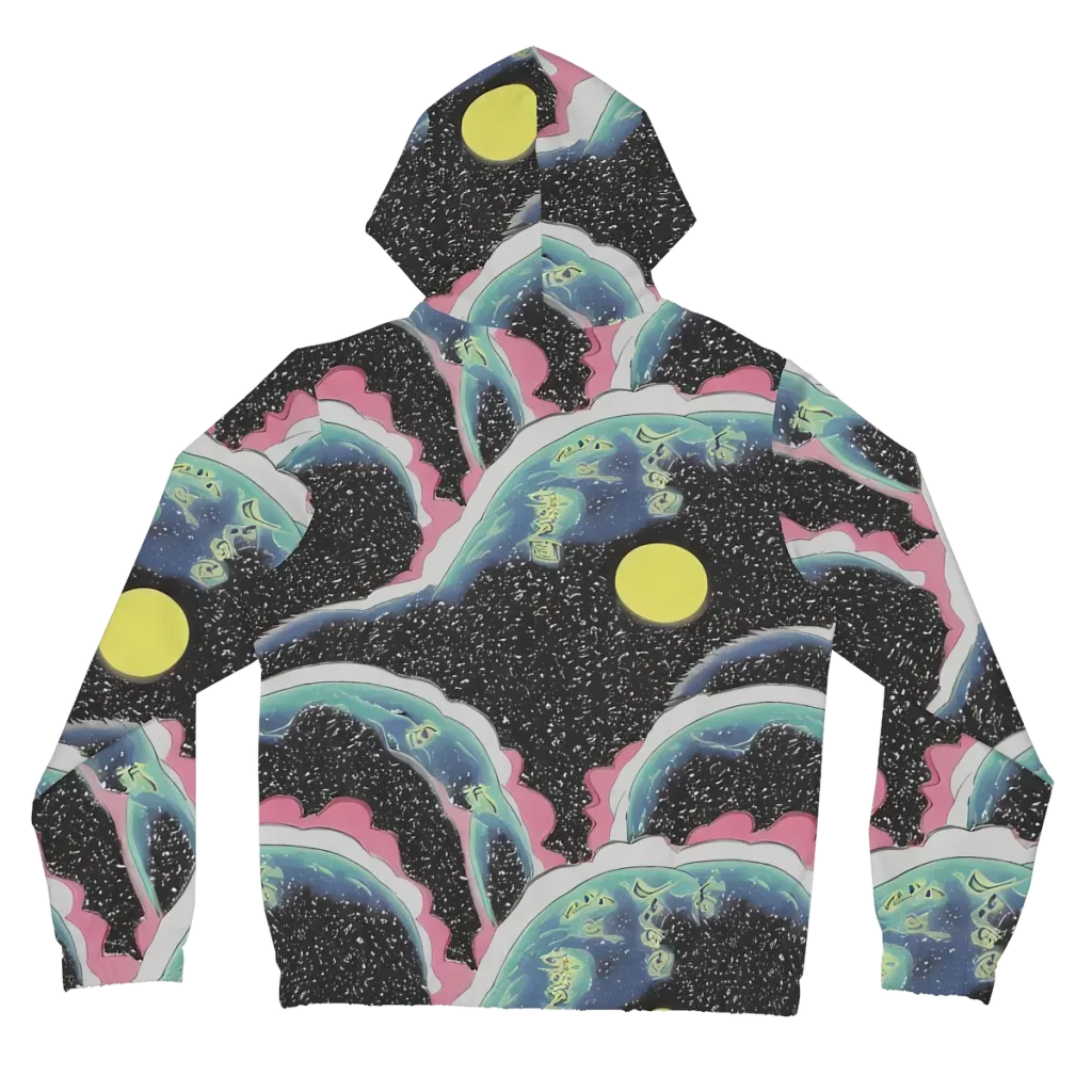 Lunar Waves on Women's Full-Zip Hoodie — Back