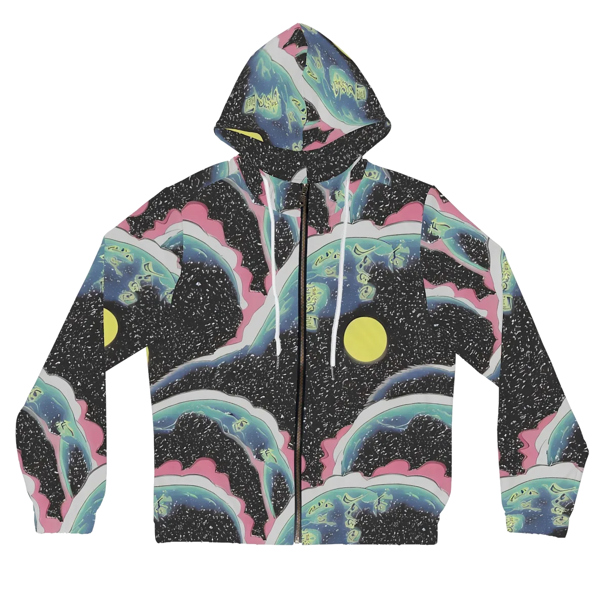 Lunar Waves on Women's Full-Zip Hoodie — Front