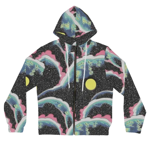 Lunar Waves on a Women's Full-Zip Hoodie