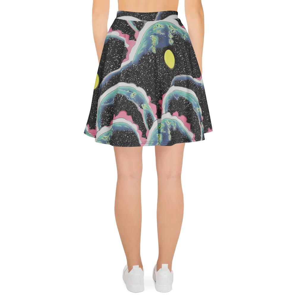 Lunar Waves on Skater Skirt — Back