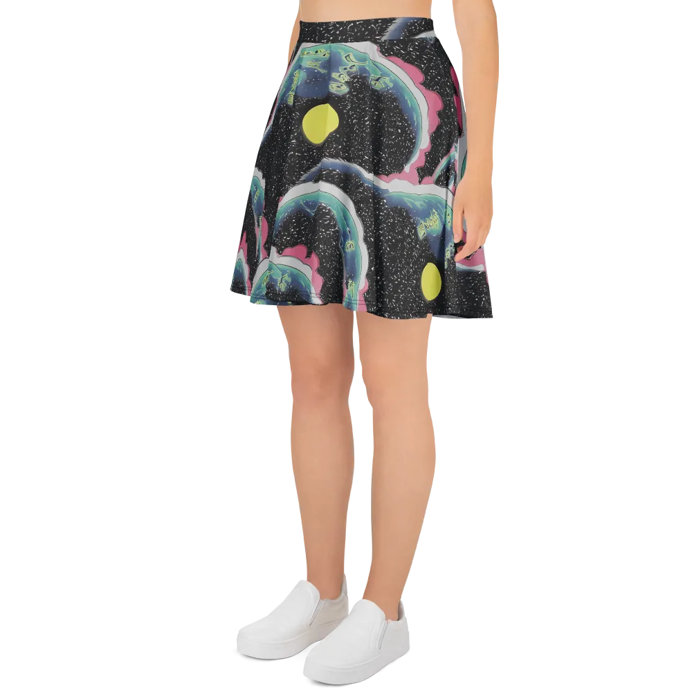 Lunar Waves on Skater Skirt — Left
