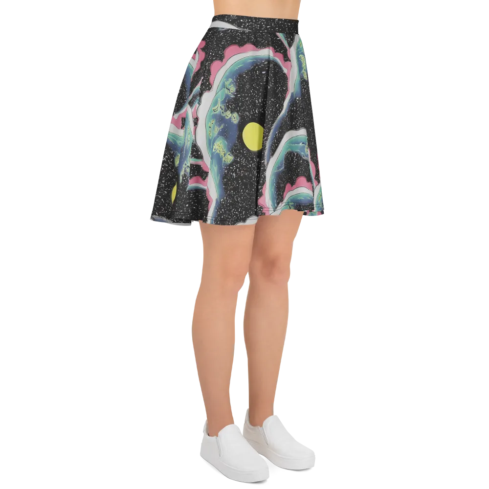 Lunar Waves on Skater Skirt — Right