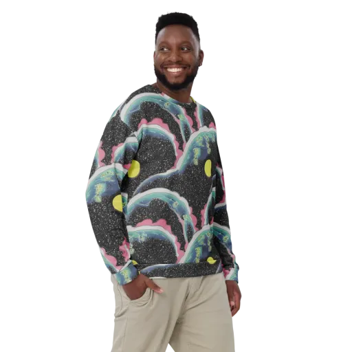 Lunar Waves on a Sweatshirt