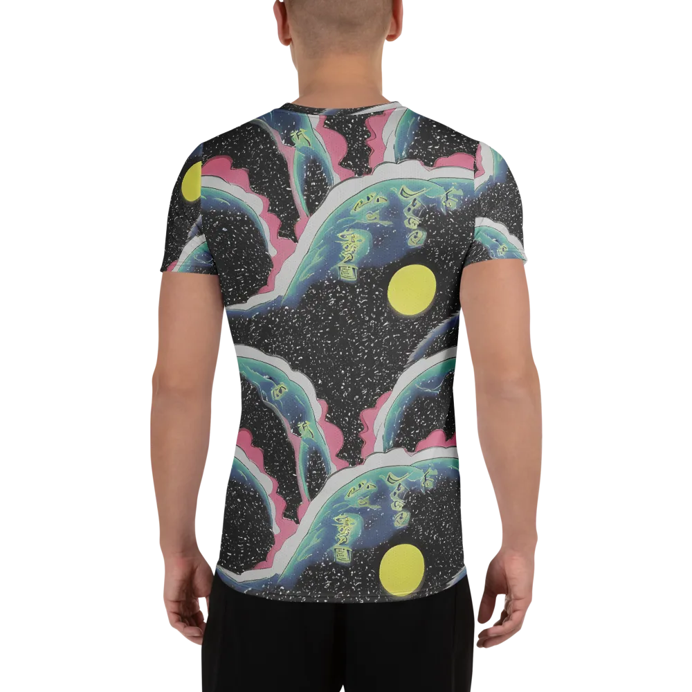 Lunar Waves on Men's Athletic T-Shirt — Back