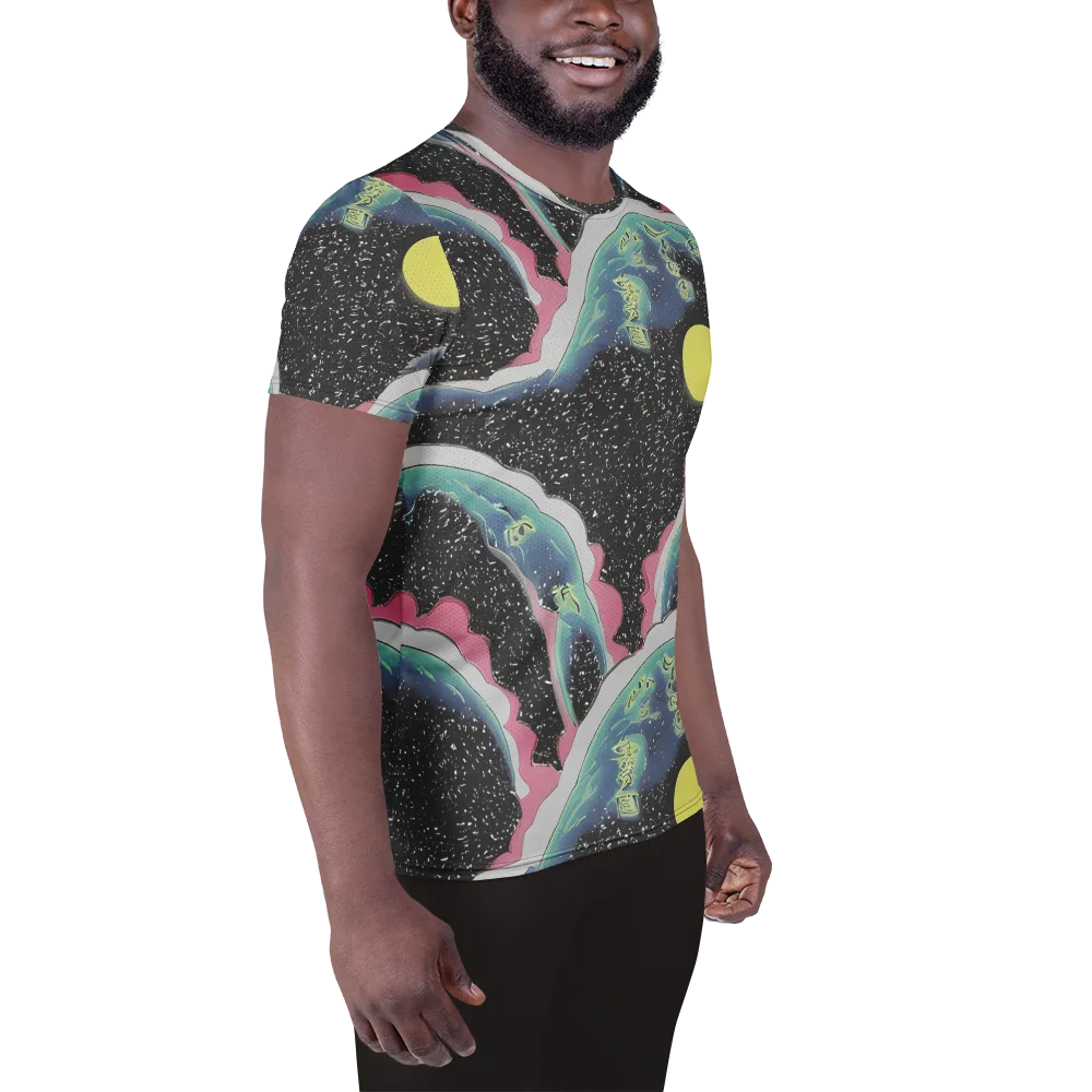 Lunar Waves on Men's Athletic T-Shirt — Right