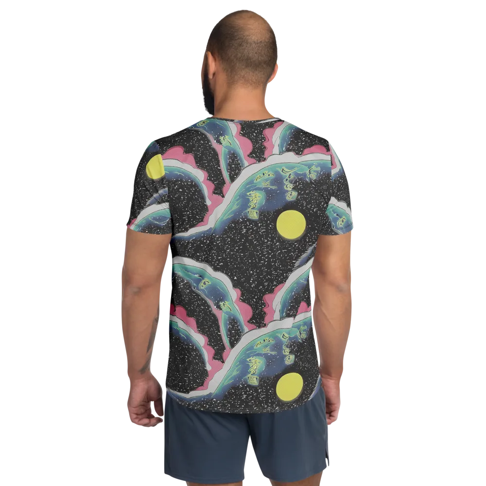 Lunar Waves on Men's Athletic T-Shirt — Back