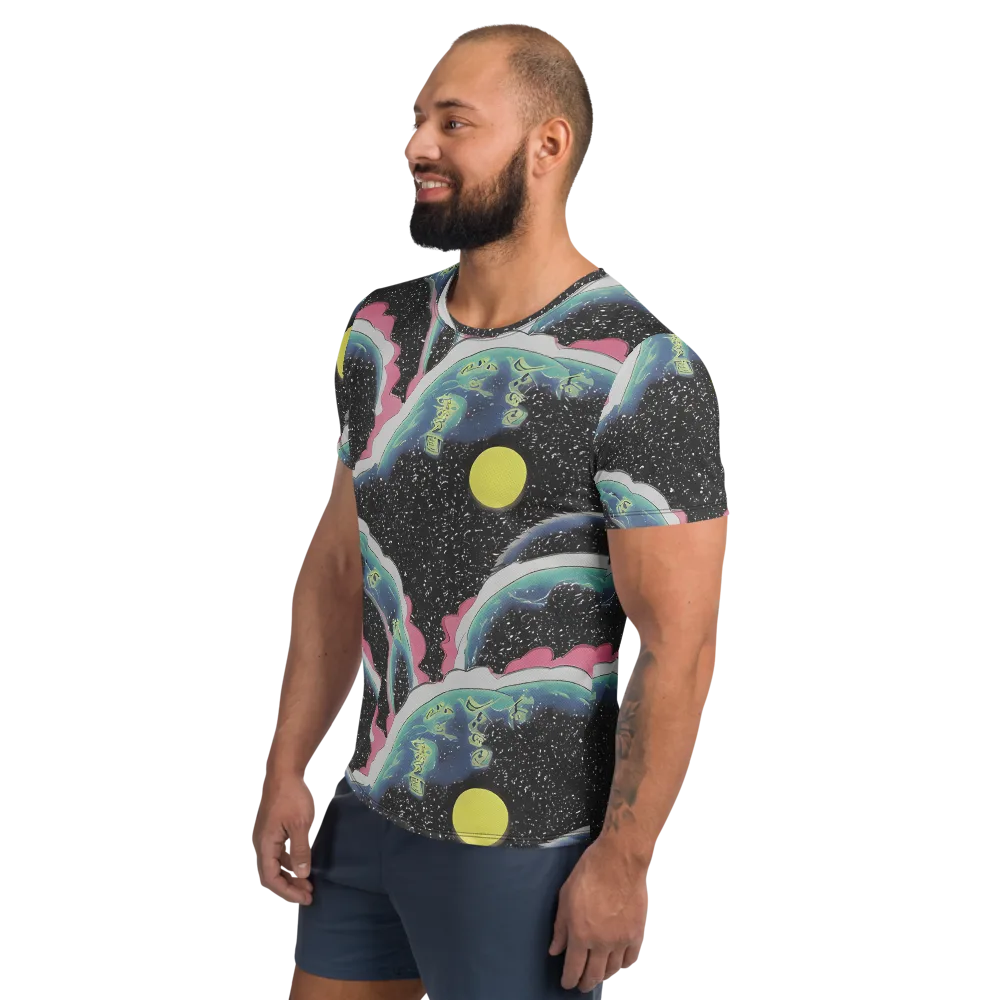 Lunar Waves on Men's Athletic T-Shirt — Left