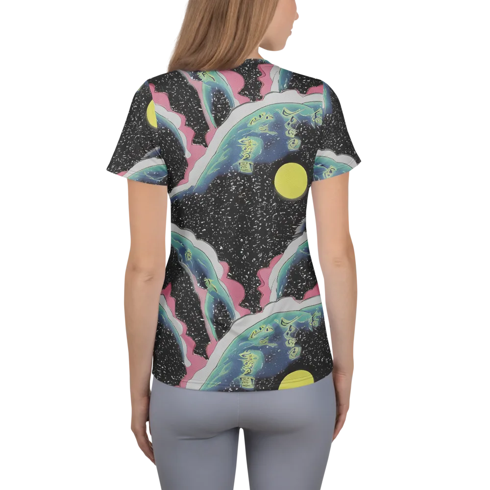 Lunar Waves on Women's Athletic T-Shirt — Back