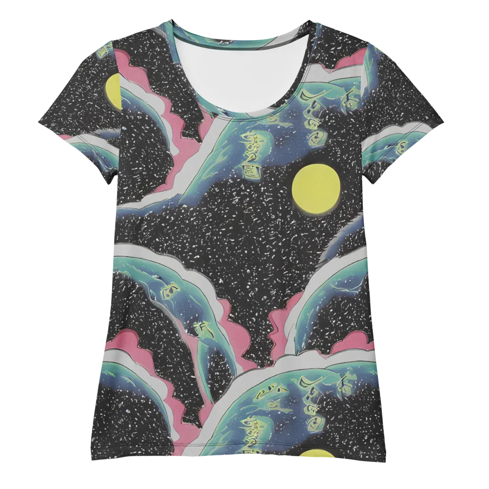 Lunar Waves on Women's Athletic T-Shirt — Front