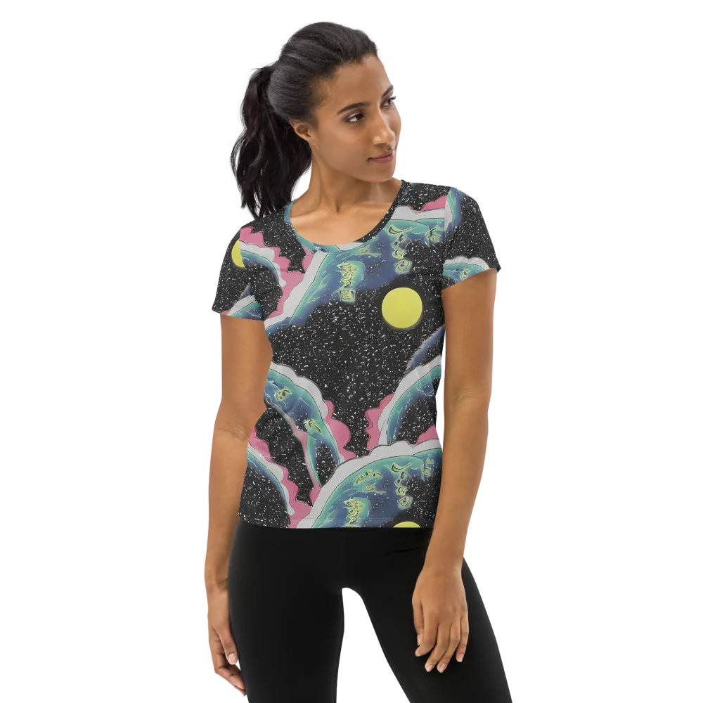 Lunar Waves on Women's Athletic T-Shirt — Front