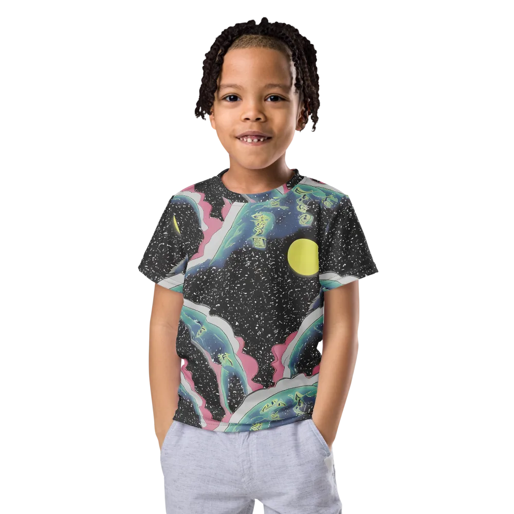 Lunar Waves on Kids Crew Neck T-Shirt — Front