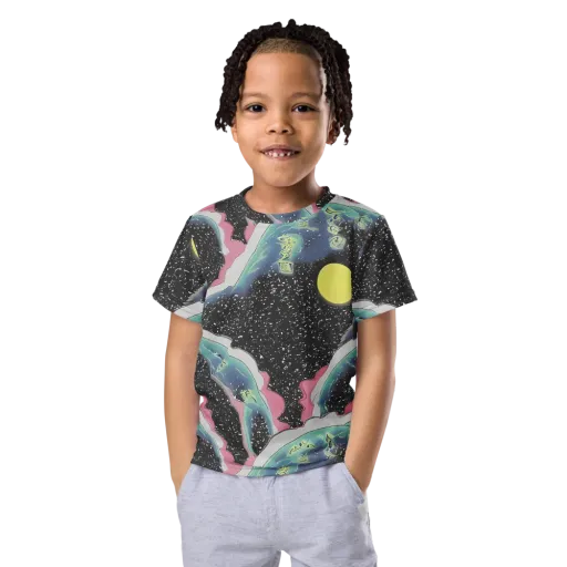 Lunar Waves on a Kids Crew Neck T-Shirt
