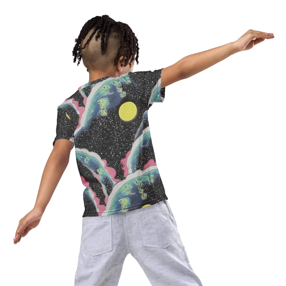 Lunar Waves on Kids Crew Neck T-Shirt — Back
