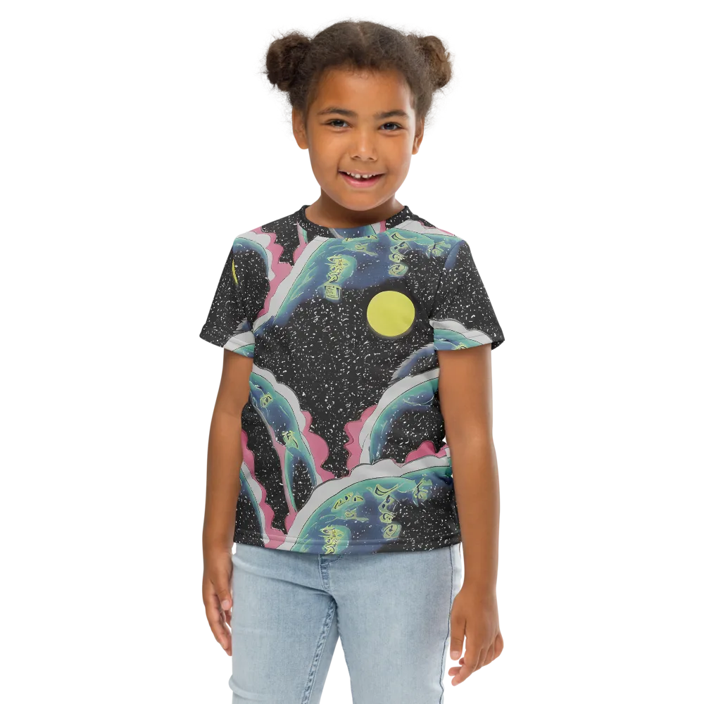 Lunar Waves on Kids Crew Neck T-Shirt — Front