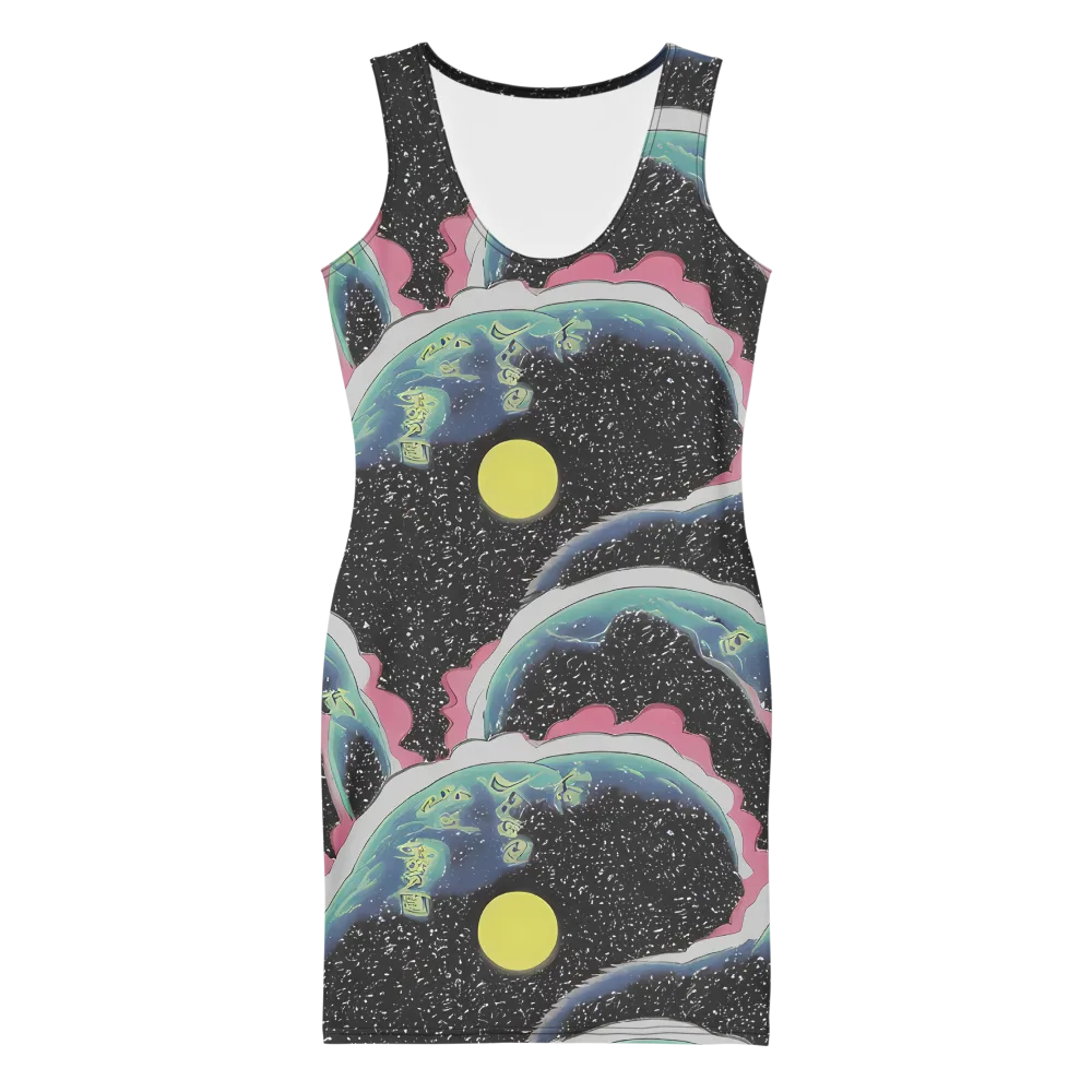 Lunar Waves on Bodycon Dress — Front
