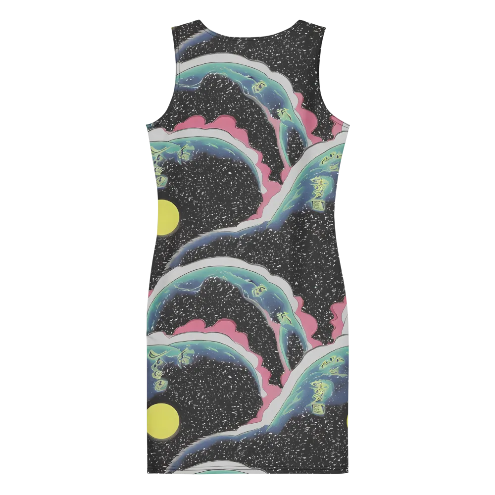 Lunar Waves on Bodycon Dress — Back