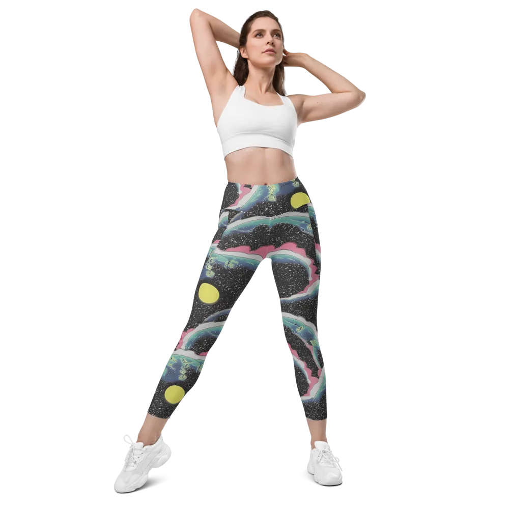 Lunar Waves on Leggings with Pockets — Front