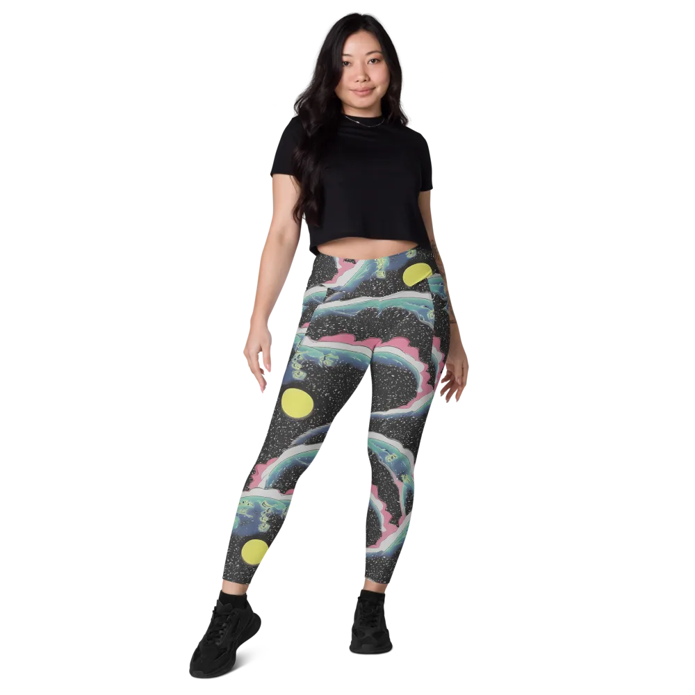 Lunar Waves on Leggings with Pockets — Front