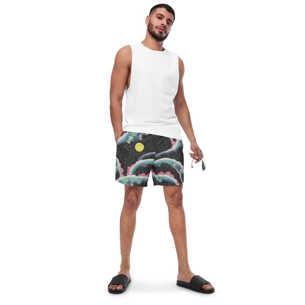 Lunar Waves on Swim Trunks — Front